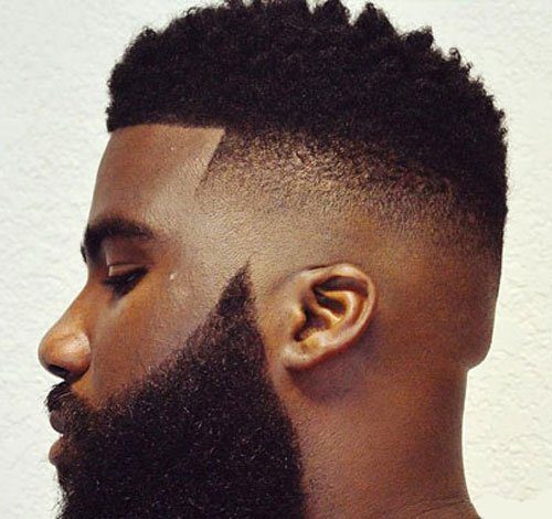 black male with fade with beard