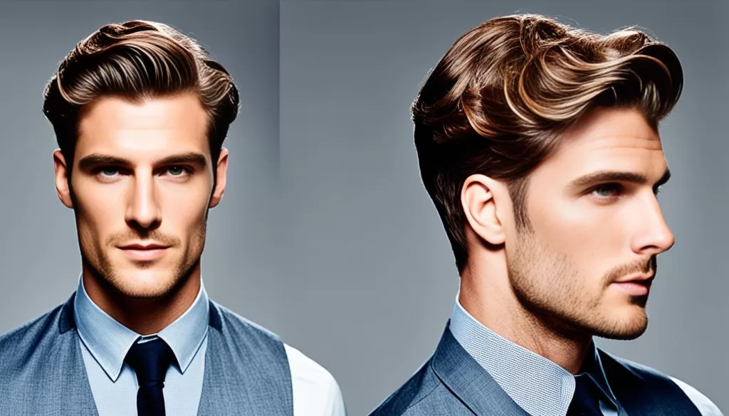 Wavy side parting hairstyle for men