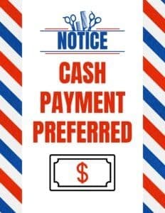 Cash payment preferred laminated sign