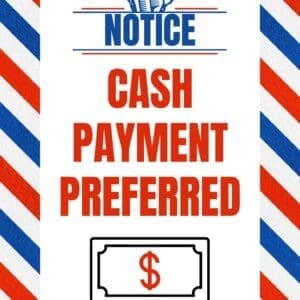 Barbershop Laminated Payment Sign 1