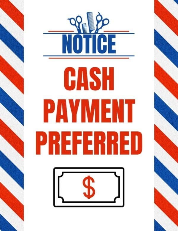 Cash payment preferred laminated sign