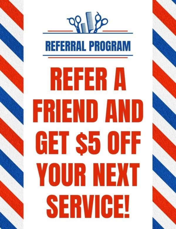 barbershop referral program sign