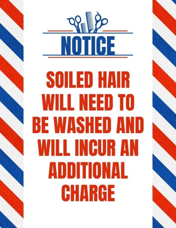 barbershop soiled hair notice sign