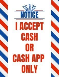 barbershop cash & cash app sign