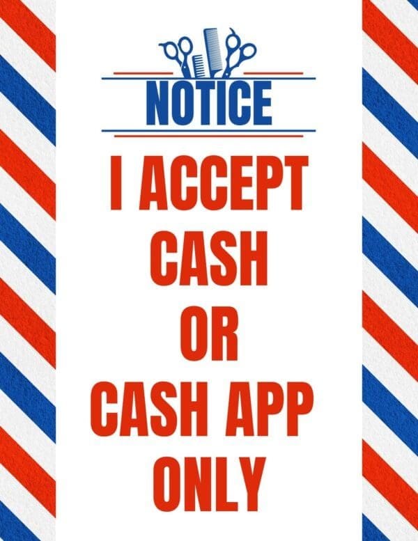 barbershop cash & cash app sign