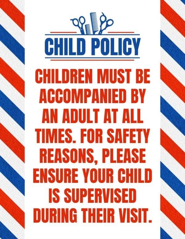 barbershop child policy sign