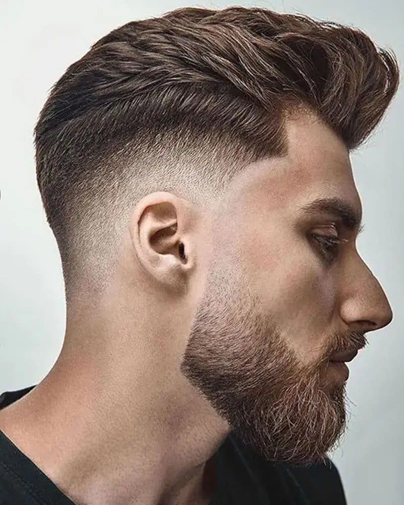 Low Drop Fade With Pompadour men haircut