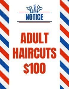 haircut now barbershop sign