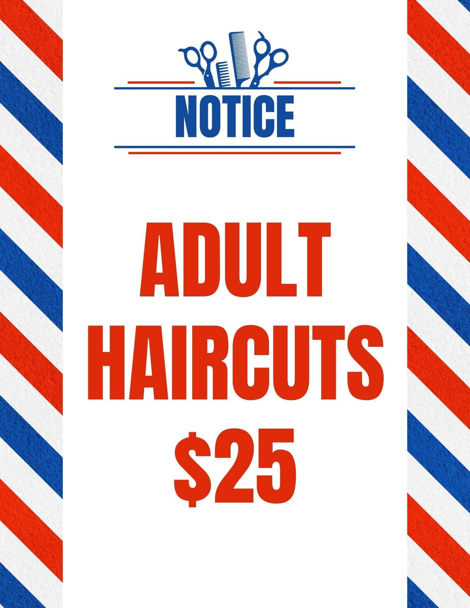 haircut now free barber signs