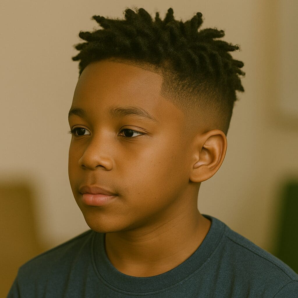 Kid with Fade Haircut & Kinky Twists