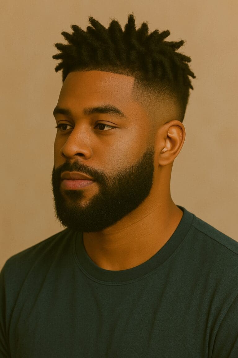 Man With Kinky Twists, Fade, and Beard